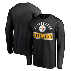 Pittsburgh Steelers Team Arch Knockout Long Sleeve T-Shirt - Black T-shirts