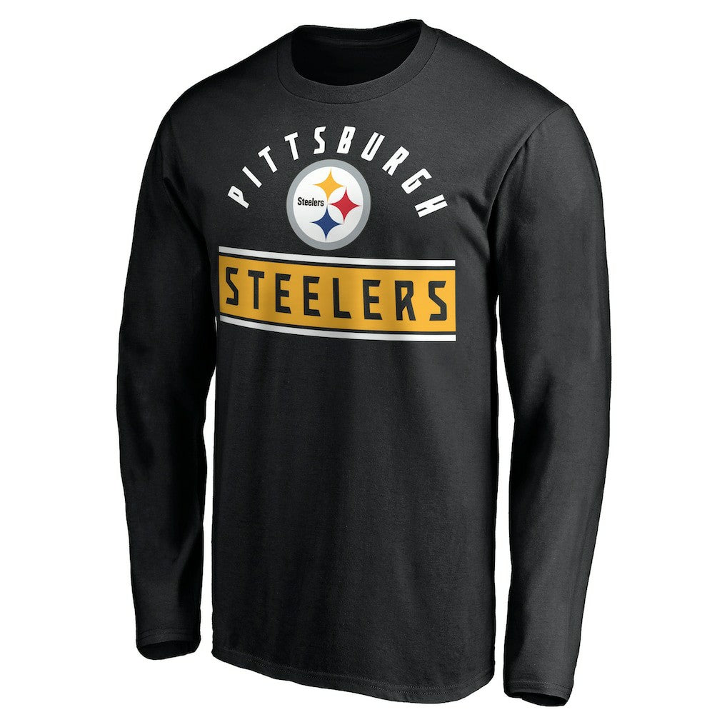 Pittsburgh Steelers Team Arch Knockout Long Sleeve T-Shirt - Black T-shirts