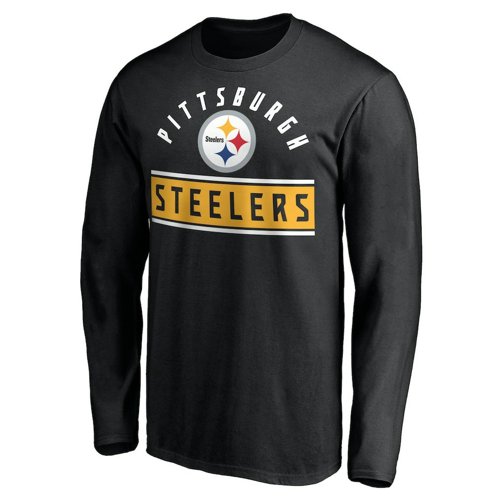 Pittsburgh Steelers Team Arch Knockout Long Sleeve T-Shirt - Black T-shirts