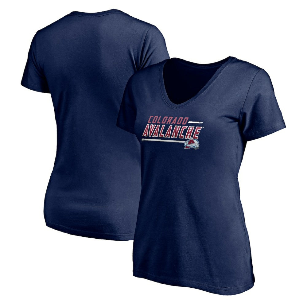 Colorado Avalanche Women's Mascot In Bounds V-Neck T-Shirt - Navy | US 200274536