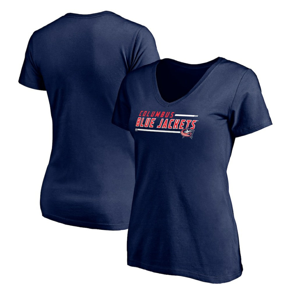 Columbus Blue Jackets Women's Mascot In Bounds V-Neck T-Shirt - Navy | US 200274537