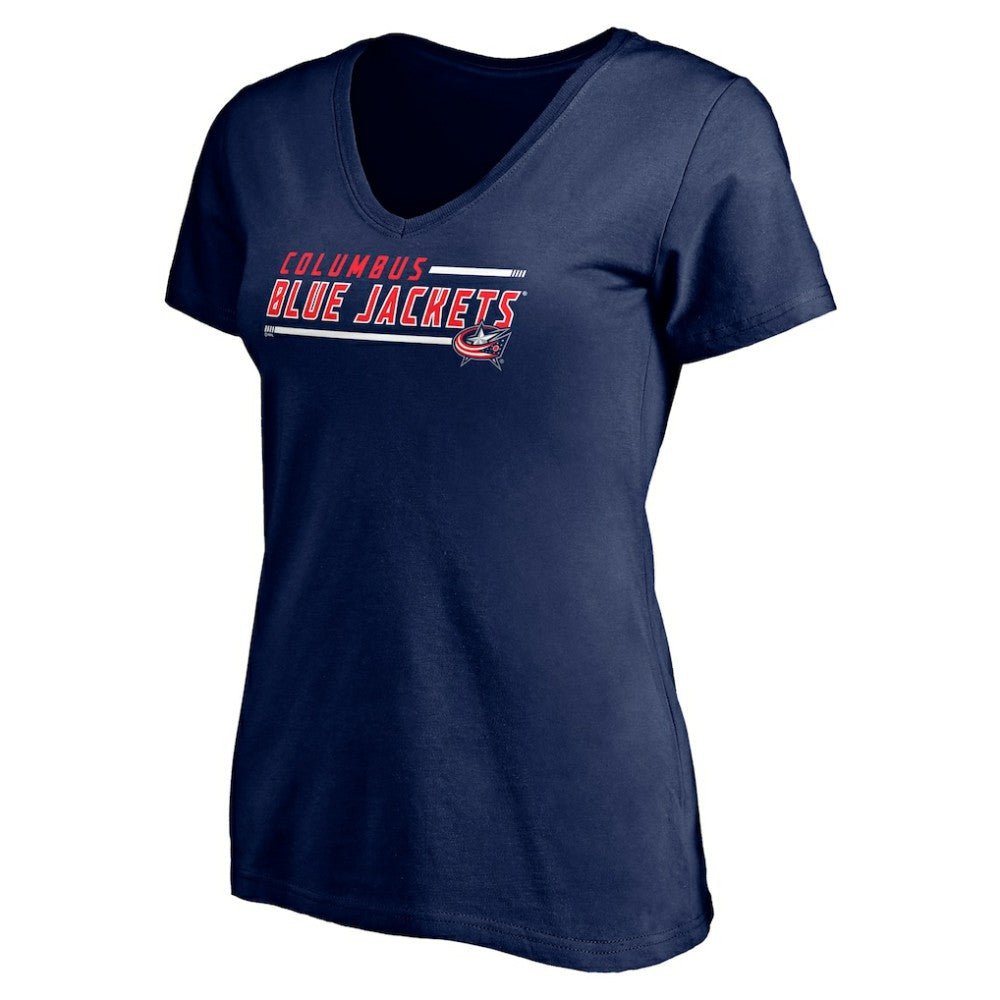 Columbus Blue Jackets Women's Mascot In Bounds V-Neck T-Shirt - Navy | US 200274537