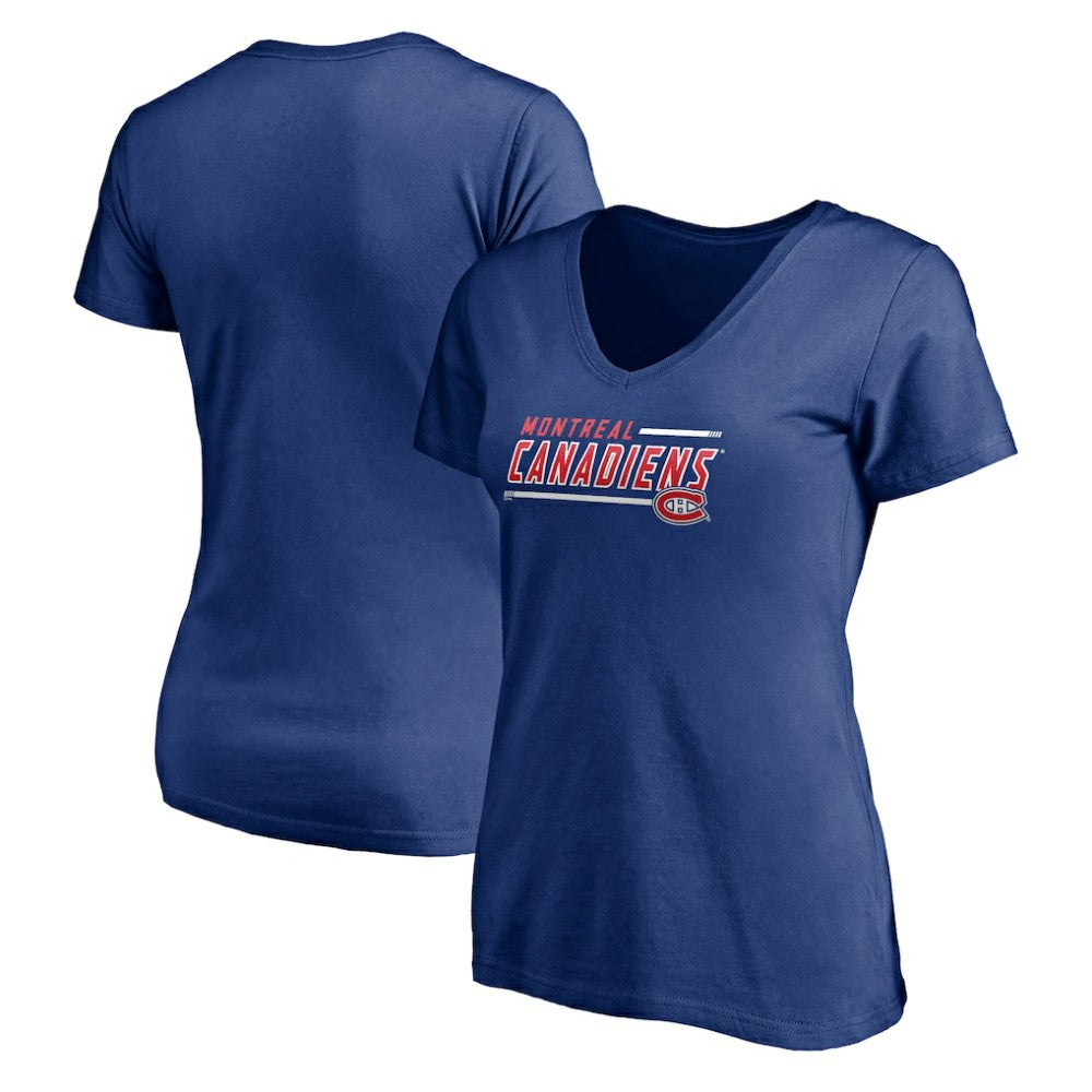 Montreal Canadiens Women's Mascot In Bounds V-Neck T-Shirt - Blue | US 200274543