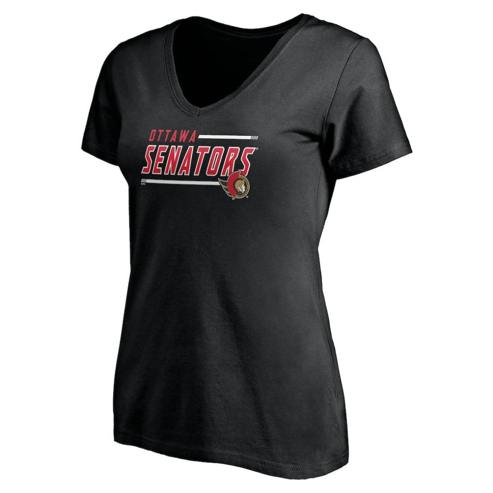 Ottawa Senators Women's Mascot In Bounds V-Neck T-Shirt - Black | US 200274547