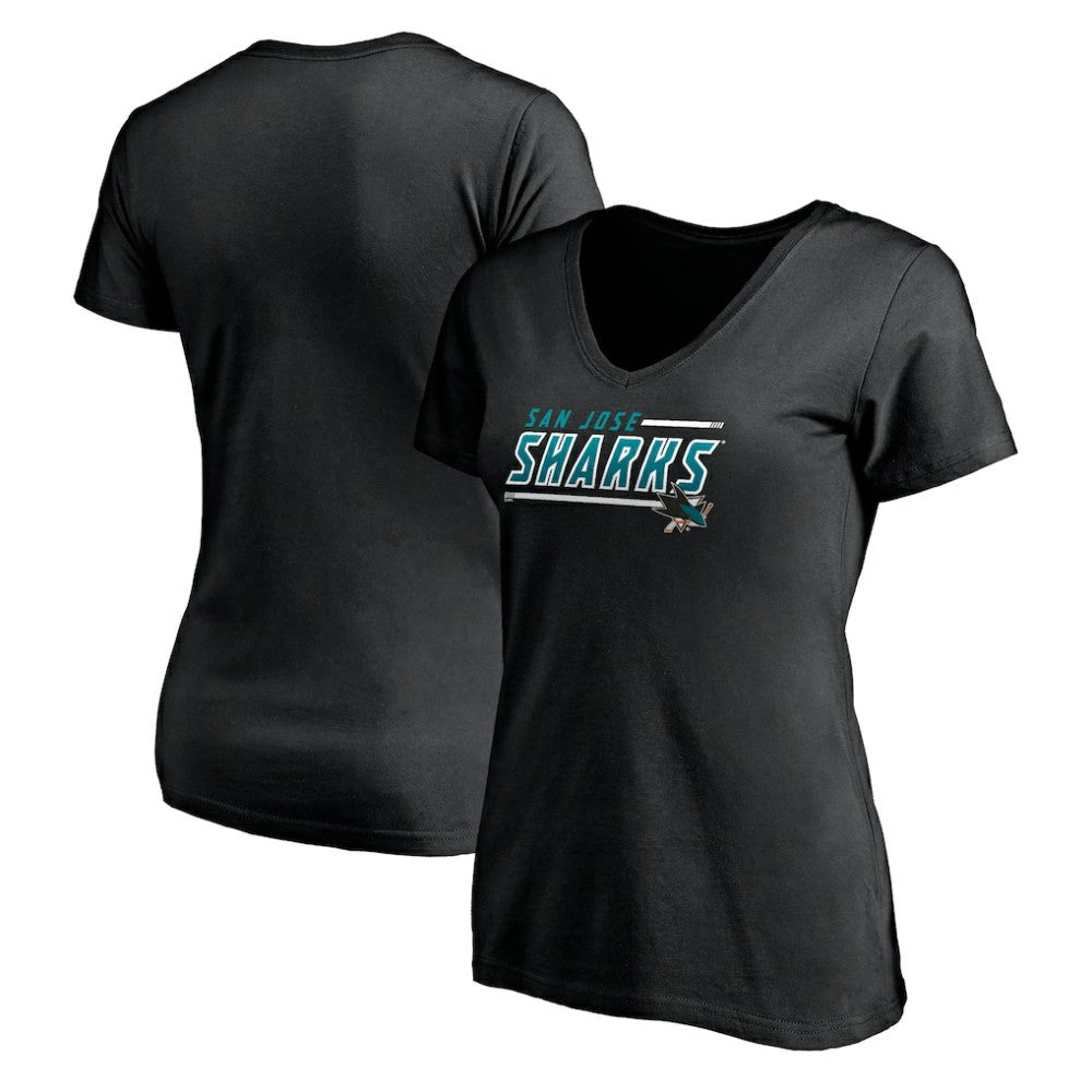 San Jose Sharks Women's Mascot In Bounds V-Neck T-Shirt - Black | US 200274550