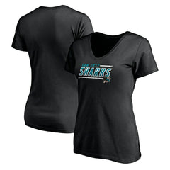 San Jose Sharks Women's Mascot In Bounds V-Neck T-Shirt - Black | US 200274550
