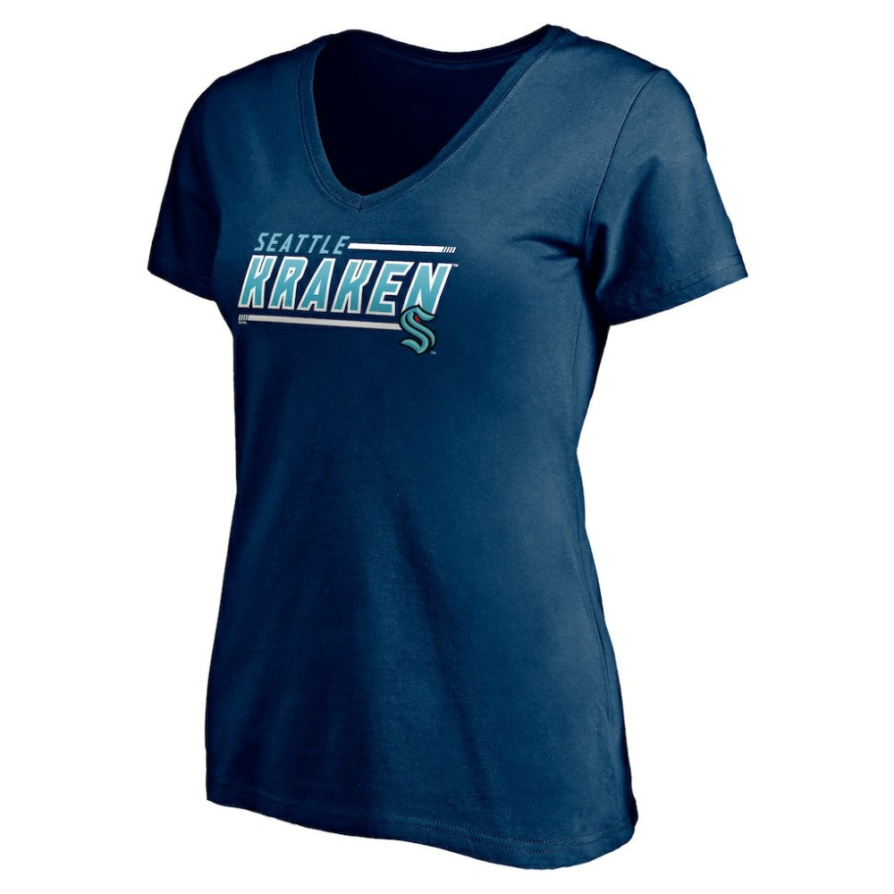Seattle Kraken Women's Mascot In Bounds V-Neck T-Shirt - Deep Sea Blue | US 200274551