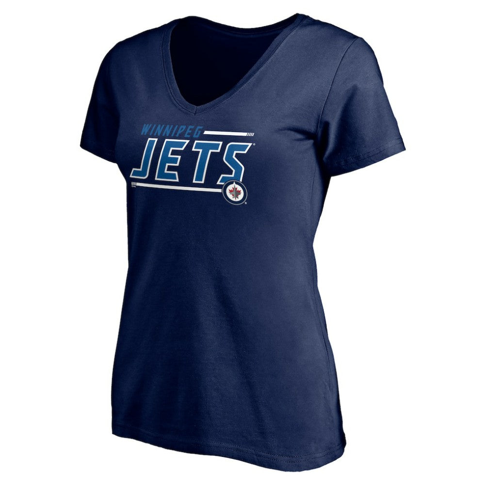 Winnipeg Jets Women's Mascot In Bounds V-Neck T-Shirt - Navy | US 200274558