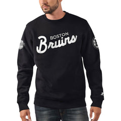 Boston Bruins Starter x NHL Black Ice Cross Check Pullover Sweatshirt - Black | US 200278774