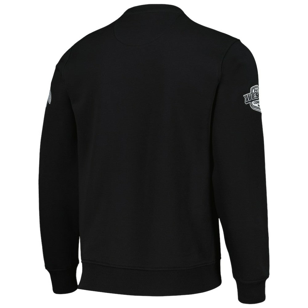 Chicago Blackhawks Starter x NHL Black Ice Cross Check Pullover Sweatshirt - Black | US 200278776
