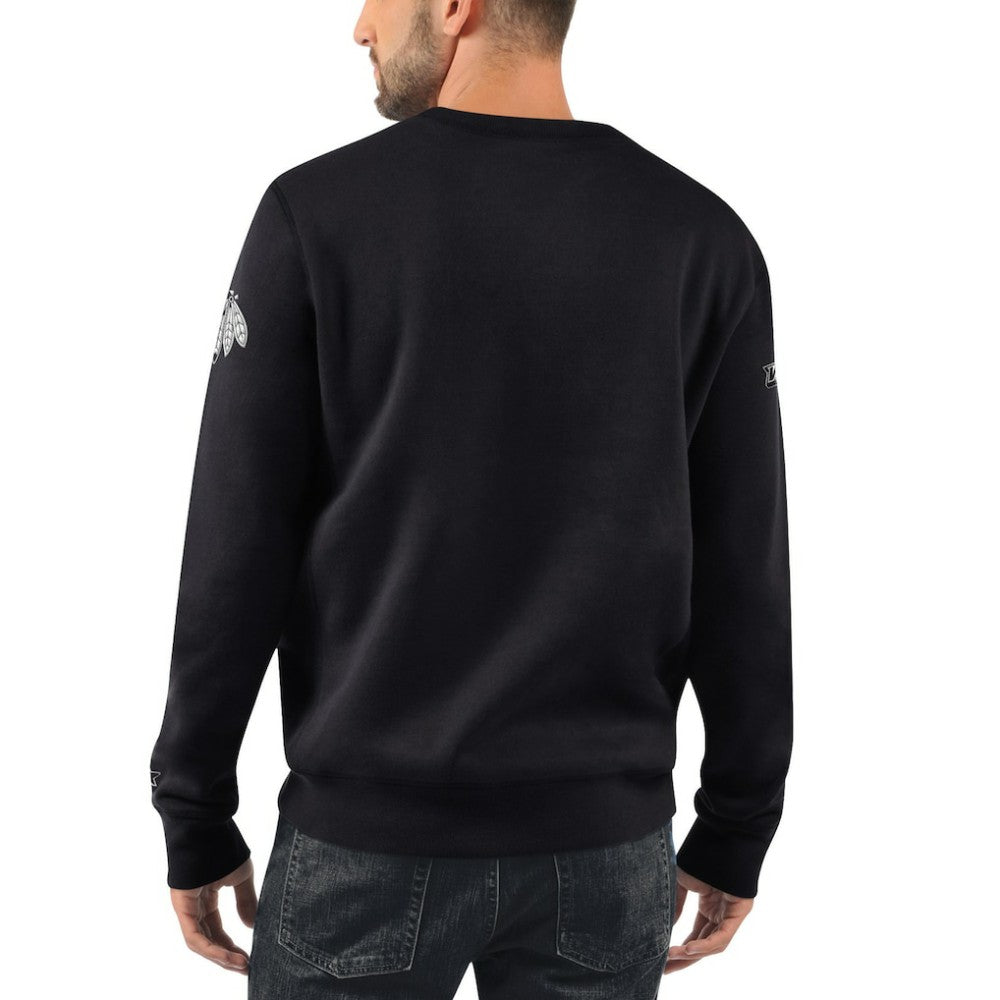 Chicago Blackhawks Starter x NHL Black Ice Cross Check Pullover Sweatshirt - Black | US 200278776