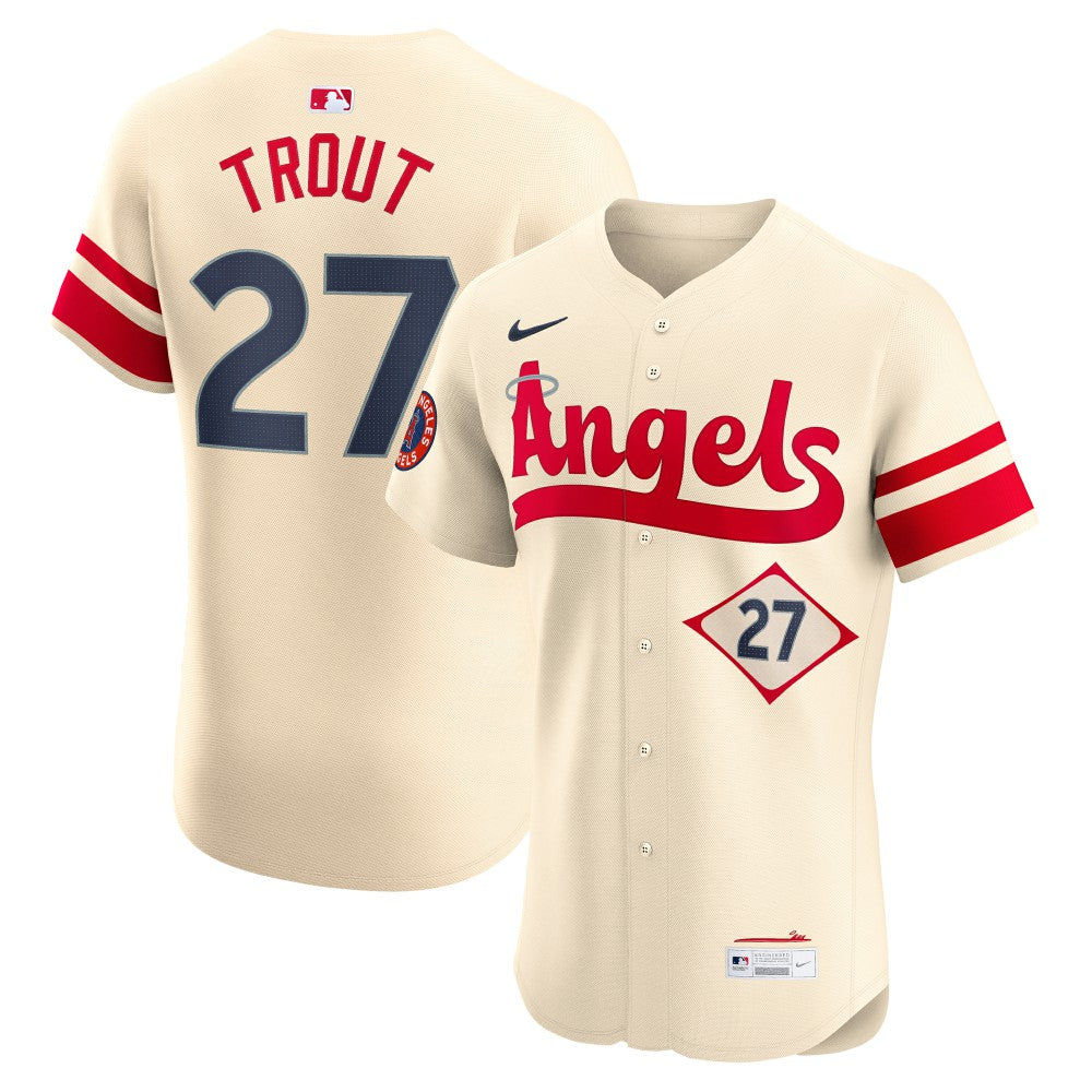 Mike Trout Los Angeles Angels Nike City Connect Elite Player Jersey - Cream Jerseys