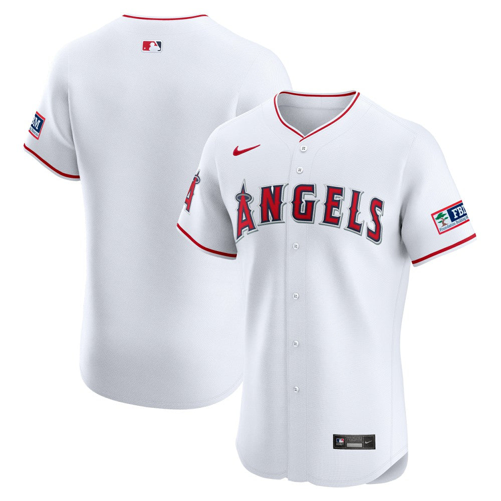 Los Angeles Angels Nike Home Elite Patch Jersey - White Jerseys