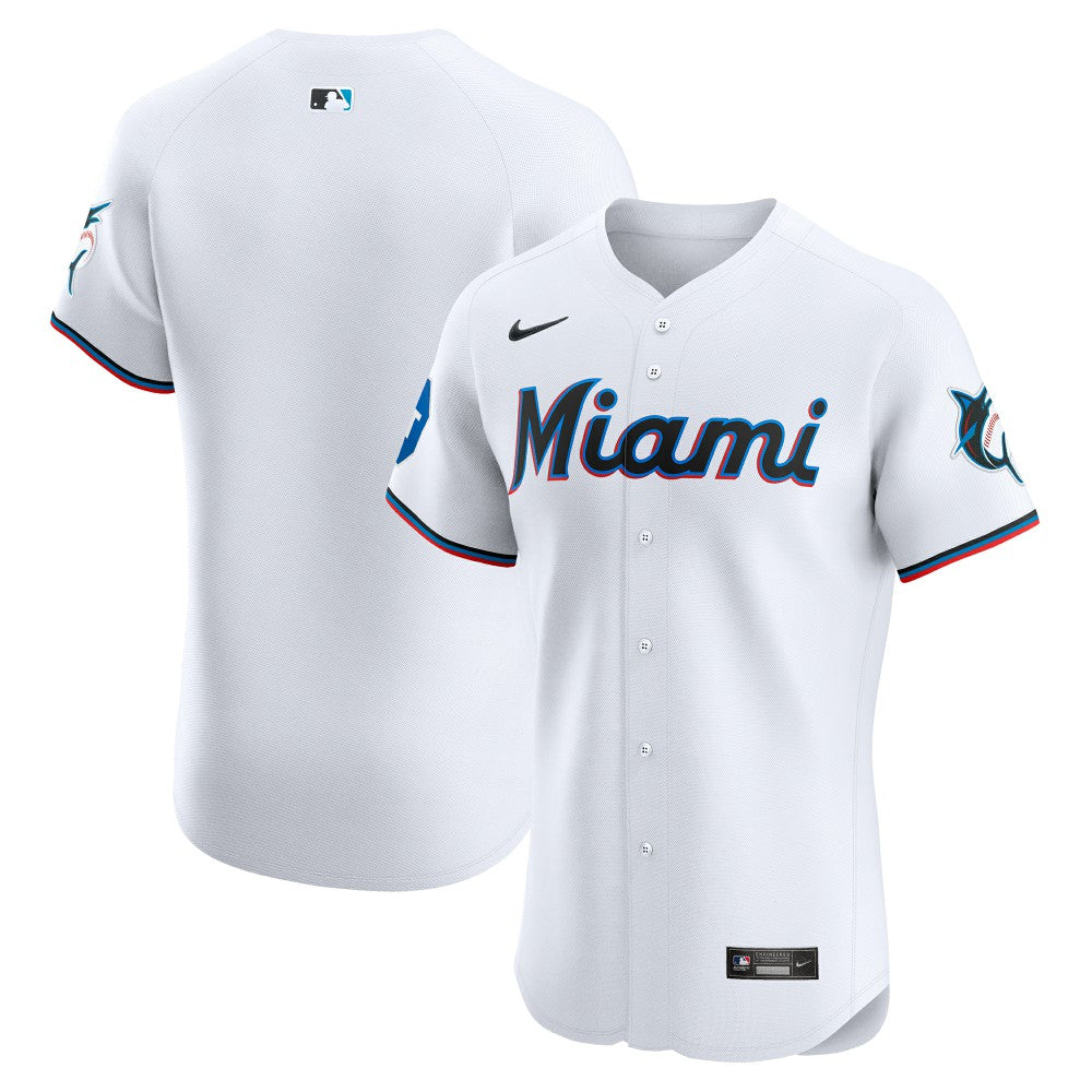 Miami Marlins Nike Home Elite Patch Jersey - White Jerseys