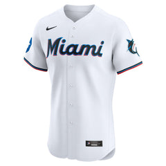 Miami Marlins Nike Home Elite Patch Jersey - White Jerseys