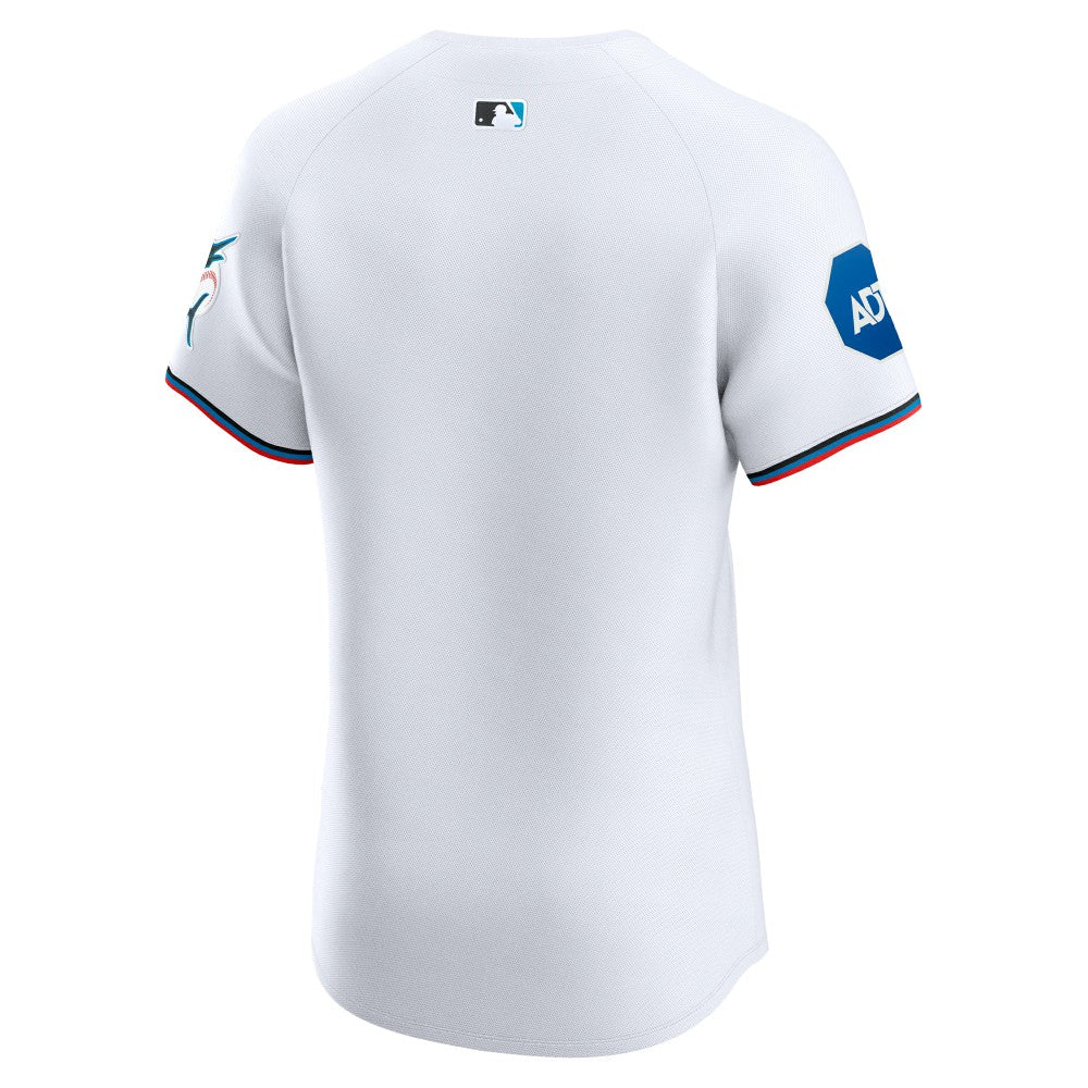 Miami Marlins Nike Home Elite Patch Jersey - White Jerseys