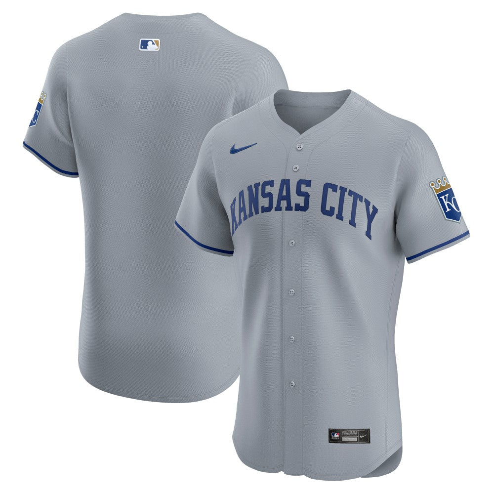 Kansas City Royals Nike Road Vapor Premier Elite Patch Jersey - Gray Jerseys