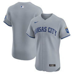 Kansas City Royals Nike Road Vapor Premier Elite Patch Jersey - Gray Jerseys
