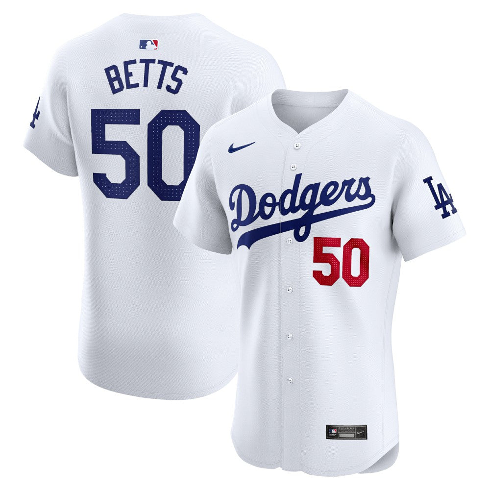 Mookie Betts Los Angeles Dodgers Nike Home Elite Jersey - White Jerseys