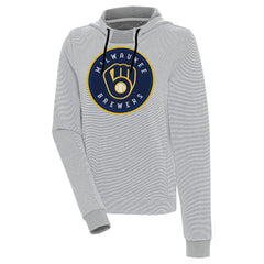 Milwaukee Brewers Antigua Women's Axe Bunker Tri-Blend Pullover Hoodie - Gray/White Hoodies