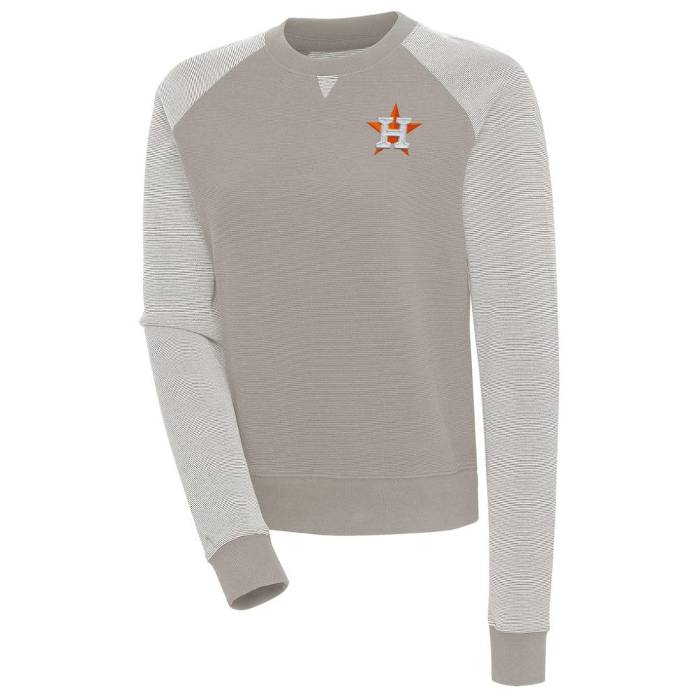 Houston Astros Antigua Women's Flier Bunker Tri-Blend Pullover Sweatshirt - Oatmeal/White Pullover