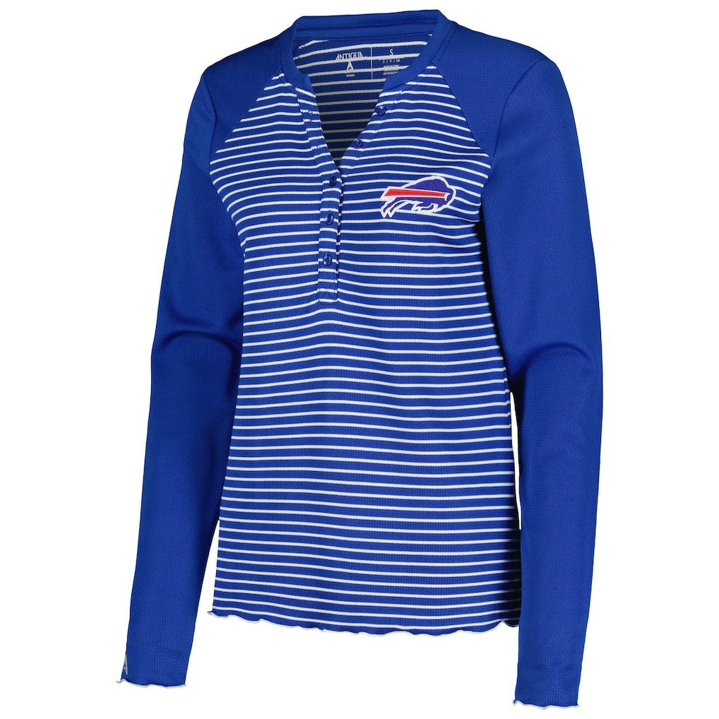 Buffalo Bills Antigua Women's Maverick Waffle Henley Long Sleeve T-Shirt - Royal T-shirts