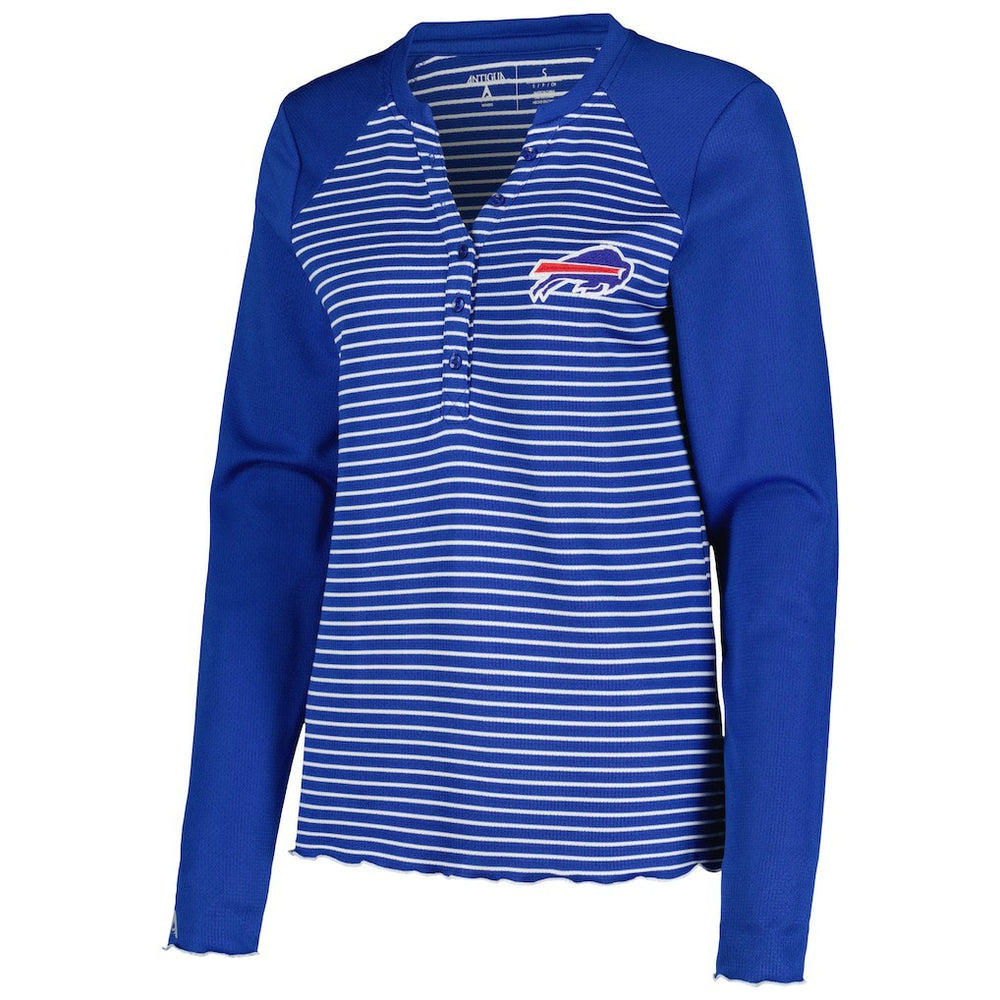 Buffalo Bills Antigua Women's Maverick Waffle Henley Long Sleeve T-Shirt - Royal T-shirts