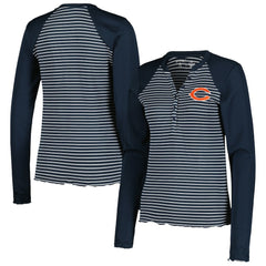 Chicago Bears Antigua Women's Maverick Waffle Henley Long Sleeve T-Shirt - Navy T-shirts