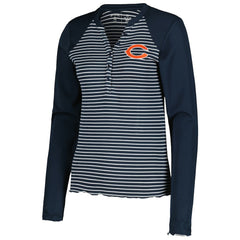 Chicago Bears Antigua Women's Maverick Waffle Henley Long Sleeve T-Shirt - Navy T-shirts