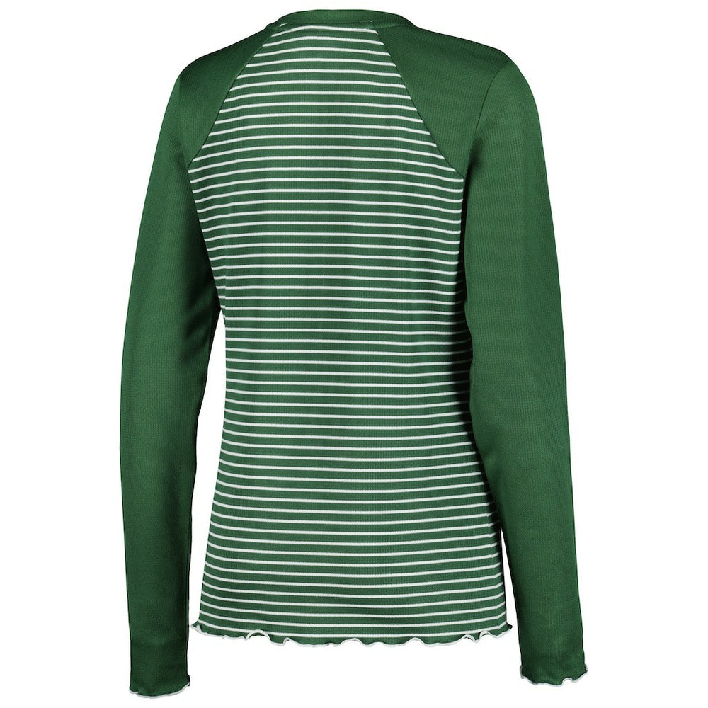 Green Bay Packers Antigua Women's Maverick Waffle Henley Long Sleeve T-Shirt - Green T-shirts