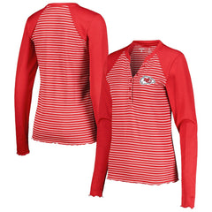 Kansas City Chiefs Antigua Women's Maverick Waffle Henley Long Sleeve T-Shirt - Red T-shirts
