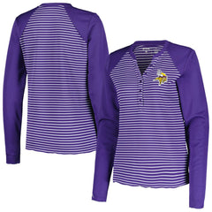 Minnesota Vikings Antigua Women's Maverick Waffle Henley Long Sleeve T-Shirt - Purple T-shirts