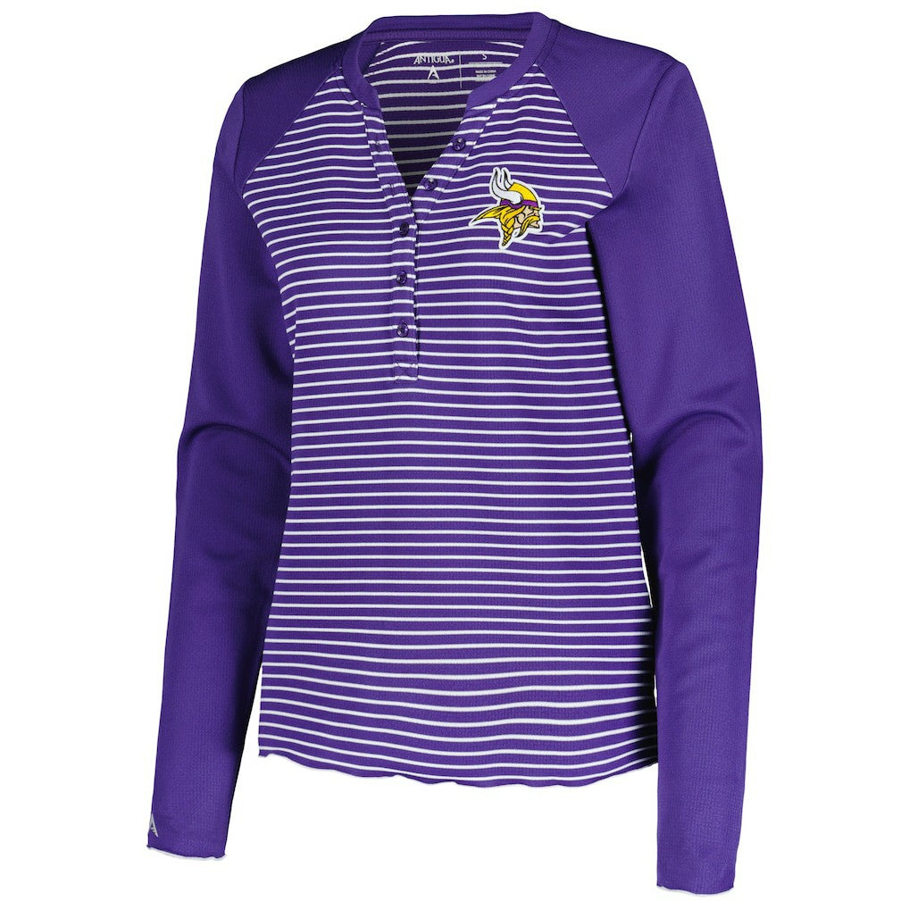 Minnesota Vikings Antigua Women's Maverick Waffle Henley Long Sleeve T-Shirt - Purple T-shirts