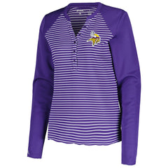 Minnesota Vikings Antigua Women's Maverick Waffle Henley Long Sleeve T-Shirt - Purple T-shirts