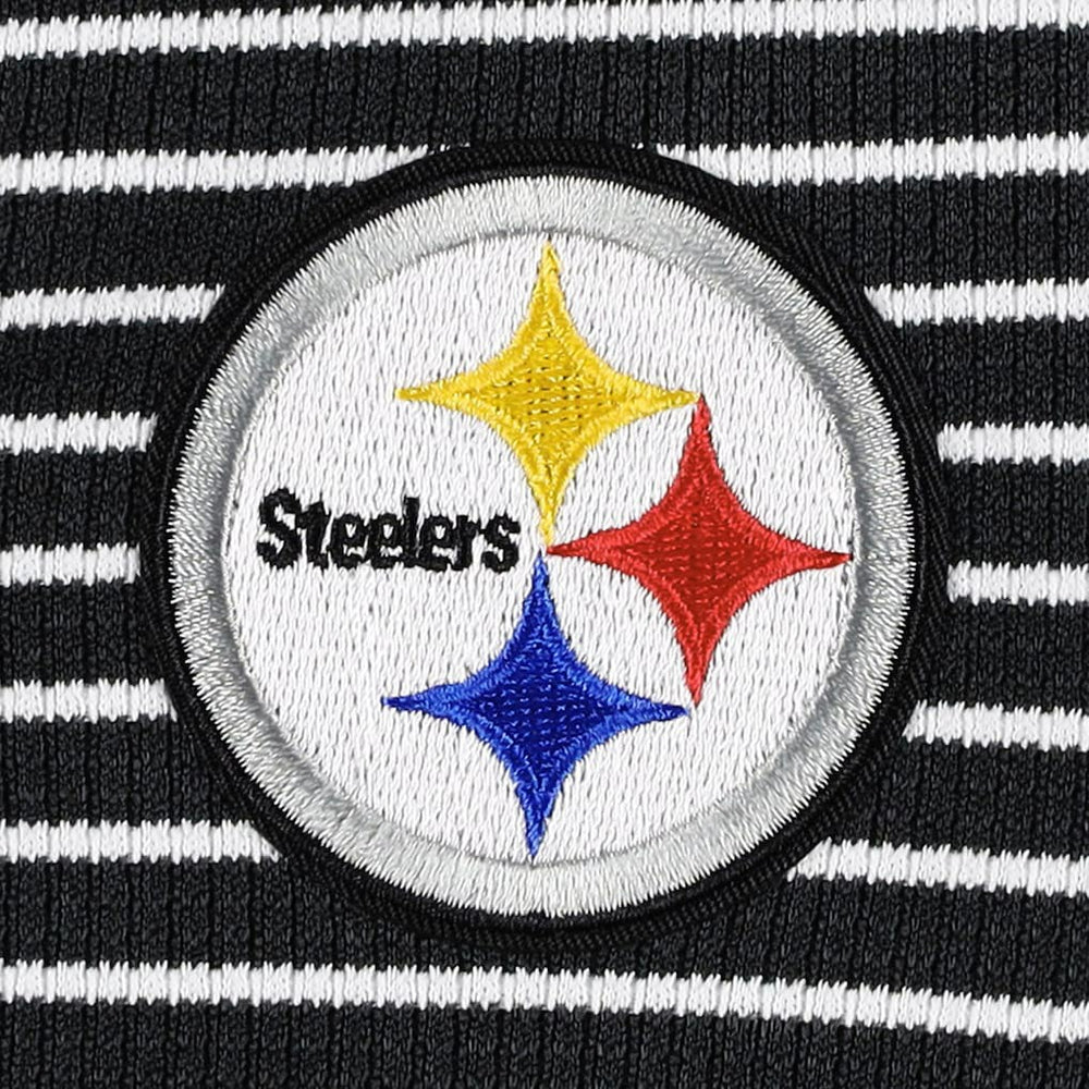 Pittsburgh Steelers Antigua Women's Maverick Waffle Henley Long Sleeve T-Shirt - Black T-shirts