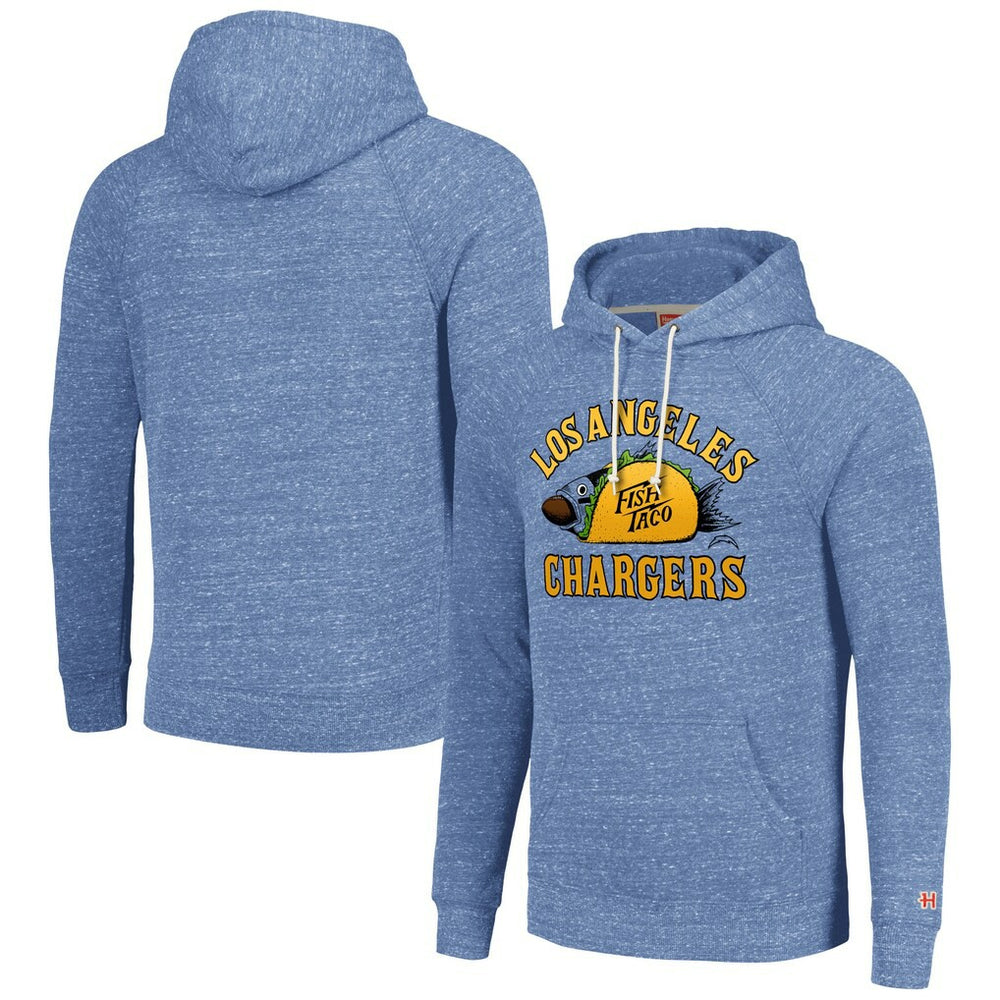 Los Angeles Chargers Homage Unisex NFL x Guy Fieri’s Flavortown Tri-Blend Pullover Hoodie - Light Blue Hoodies