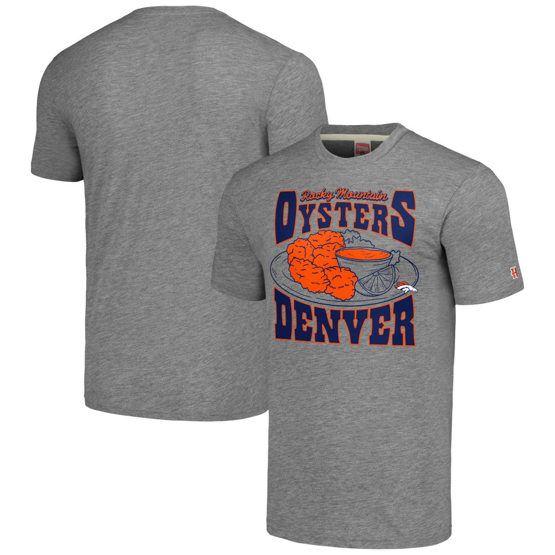 Denver Broncos Homage Unisex NFL x Guy Fieri’s Flavortown Tri-Blend T-Shirt - Gray T-shirts