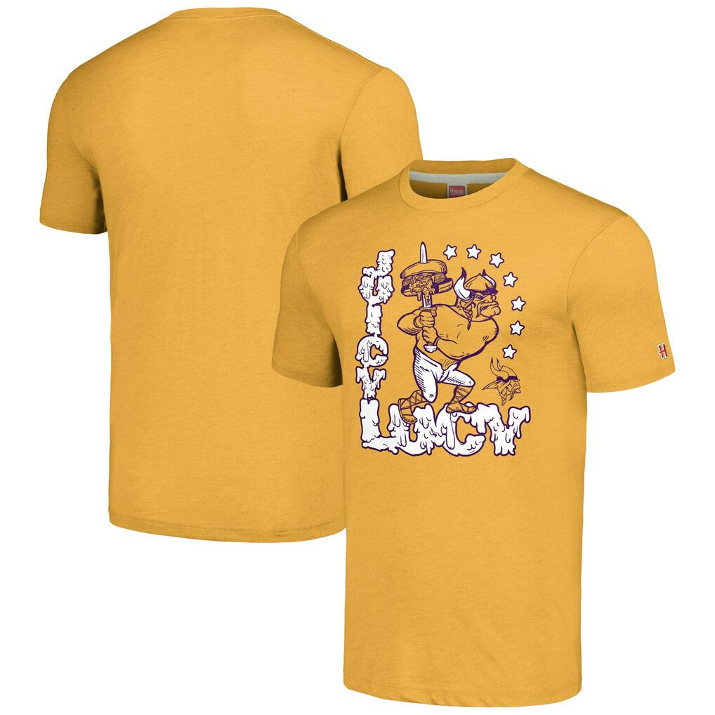 Minnesota Vikings Homage Unisex NFL x Guy Fieri’s Flavortown Tri-Blend T-Shirt - Gold T-shirts