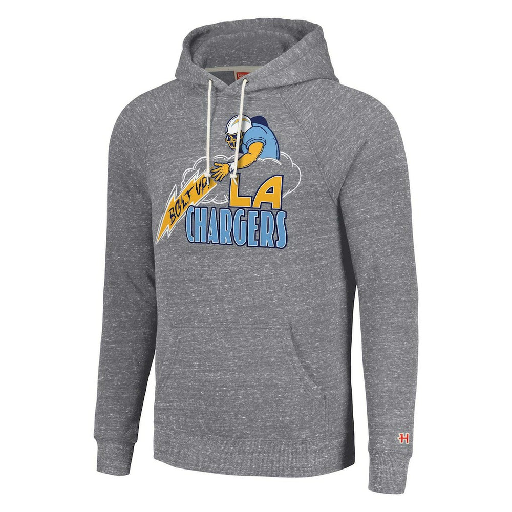 Los Angeles Chargers Homage Unisex Hyperlocal Raglan Pullover Hoodie - Gray Hoodies