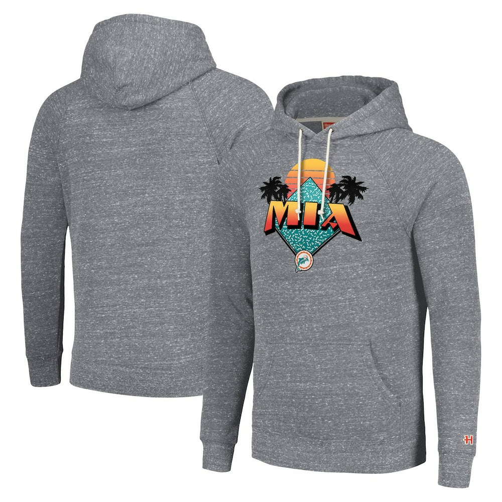 Miami Dolphins Homage Unisex Hyperlocal Raglan Pullover Hoodie - Gray Hoodies