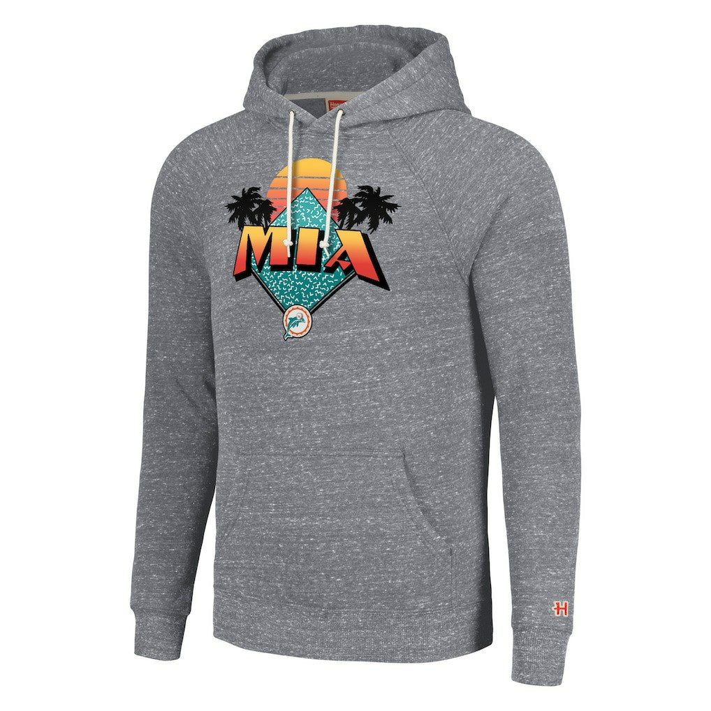 Miami Dolphins Homage Unisex Hyperlocal Raglan Pullover Hoodie - Gray Hoodies