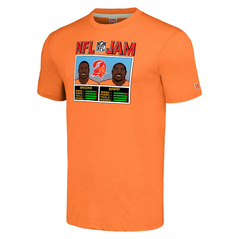 Derrick Brooks & Warren Sapp Tampa Bay Buccaneers Homage Unisex NFL Jam Retired Tri-Blend T-Shirt - Orange T-shirts