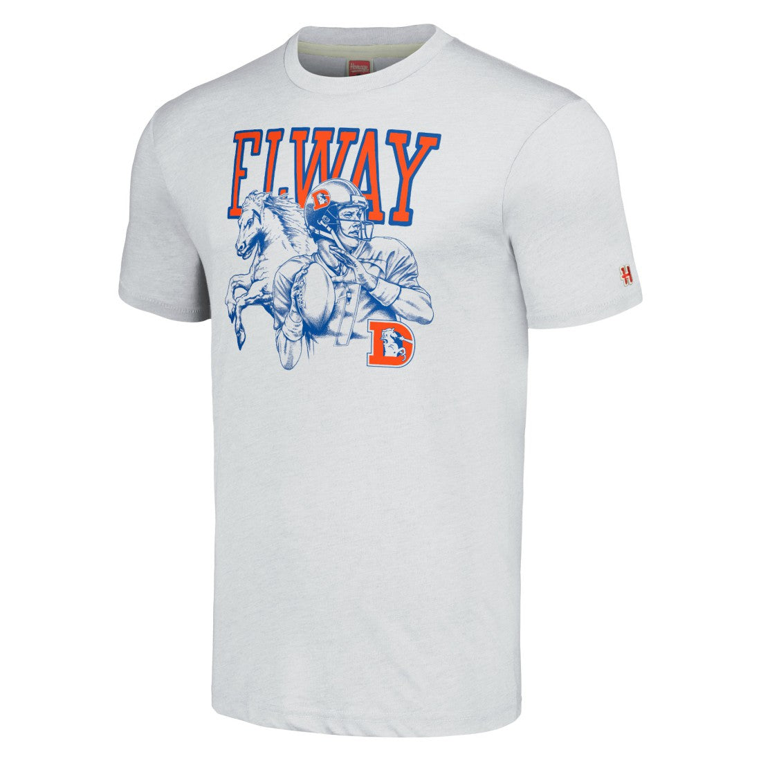 John Elway Denver Broncos Homage Unisex Unisex Caricature Retired Player Tri-Blend T-Shirt - Ash T-shirts