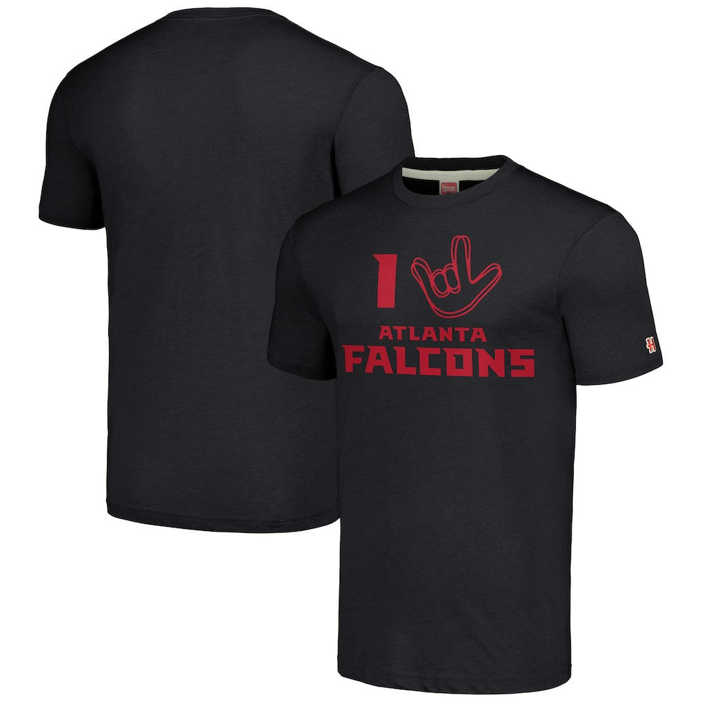 Atlanta Falcons Homage Unisex The NFL ASL Collection by Love Sign Tri-Blend T-Shirt - Charcoal T-shirts