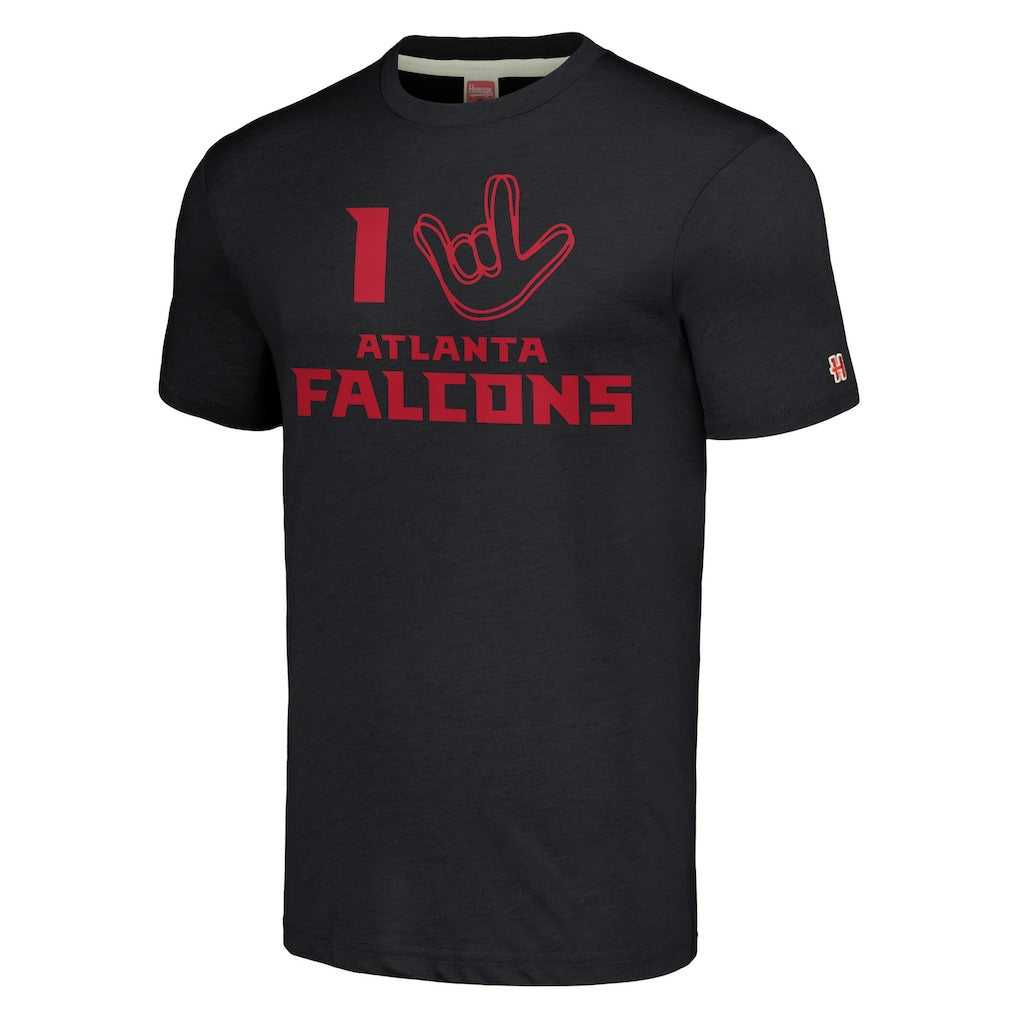 Atlanta Falcons Homage Unisex The NFL ASL Collection by Love Sign Tri-Blend T-Shirt - Charcoal T-shirts