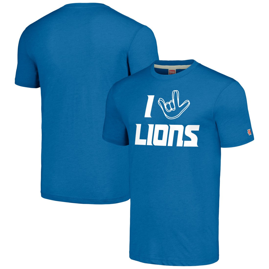 Detroit Lions Homage Unisex The NFL ASL Collection by Love Sign Tri-Blend T-Shirt - Blue T-shirts