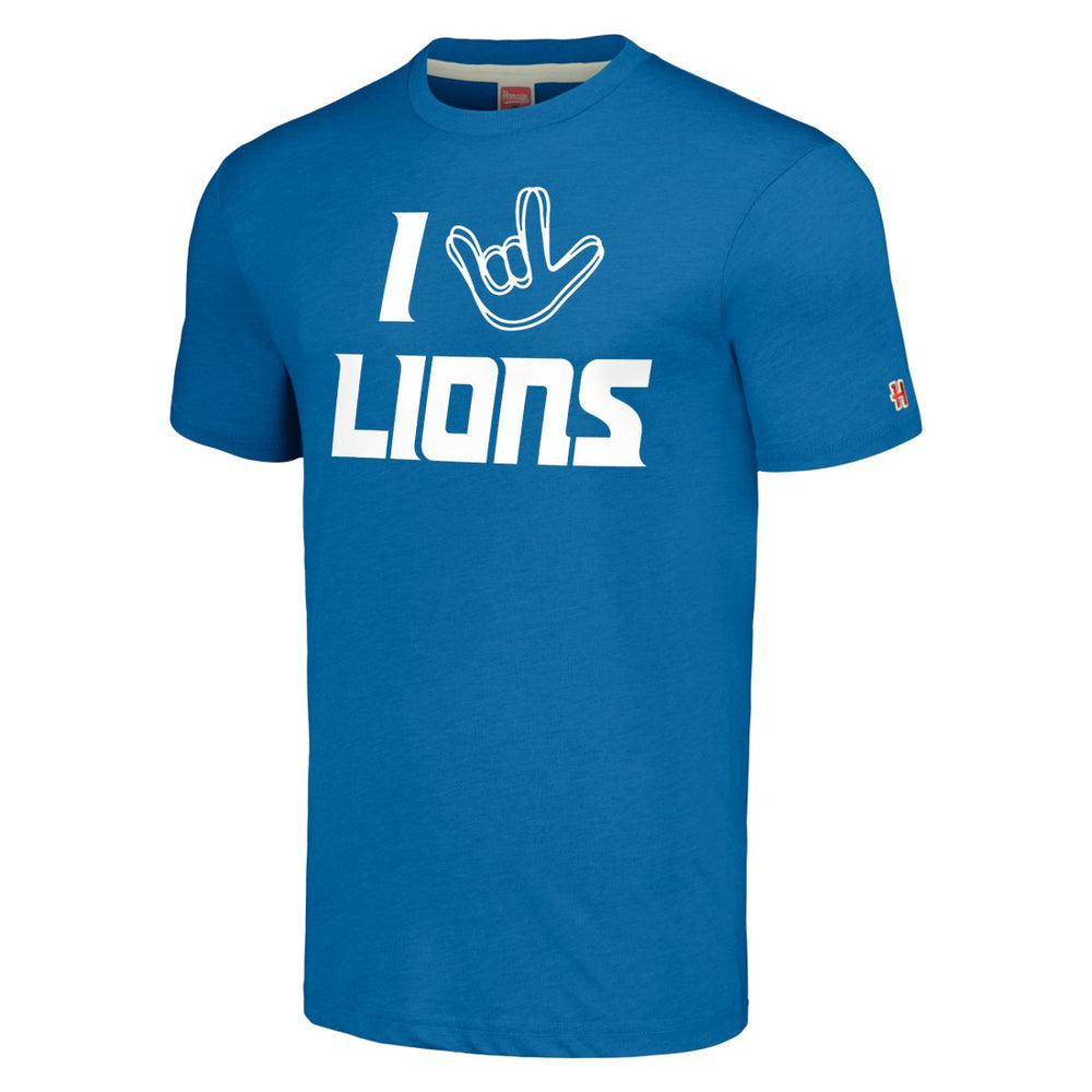 Detroit Lions Homage Unisex The NFL ASL Collection by Love Sign Tri-Blend T-Shirt - Blue T-shirts