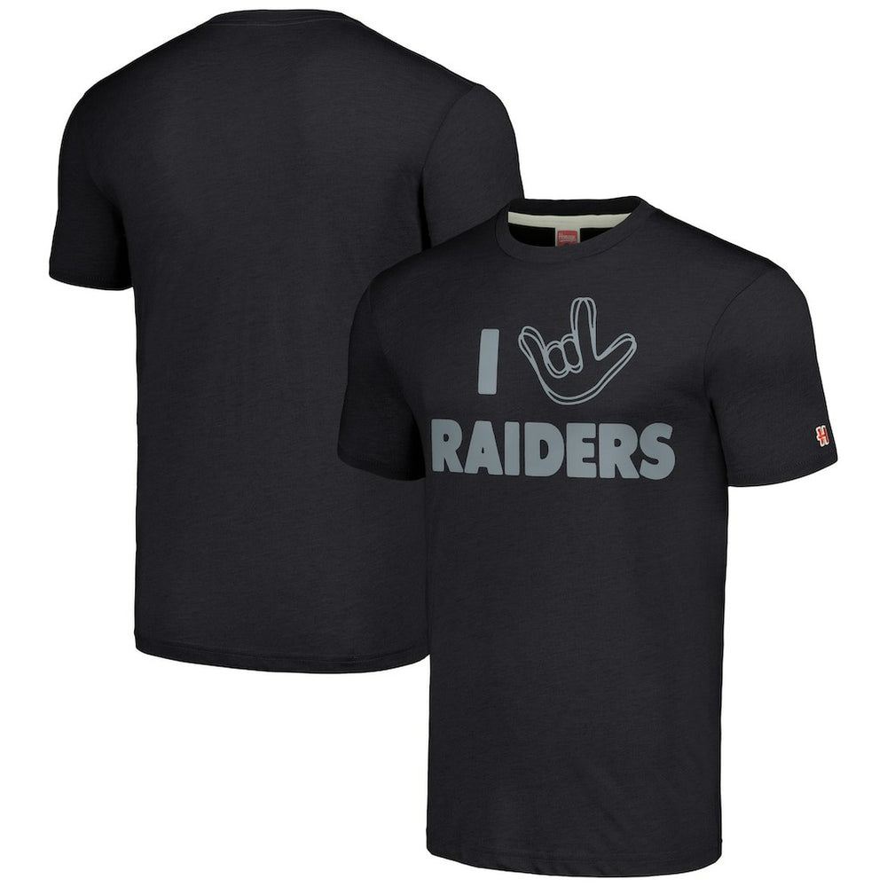 Las Vegas Raiders Homage Unisex The NFL ASL Collection by Love Sign Tri-Blend T-Shirt - Charcoal T-shirts