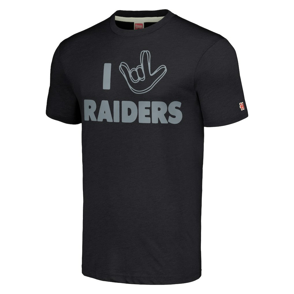 Las Vegas Raiders Homage Unisex The NFL ASL Collection by Love Sign Tri-Blend T-Shirt - Charcoal T-shirts