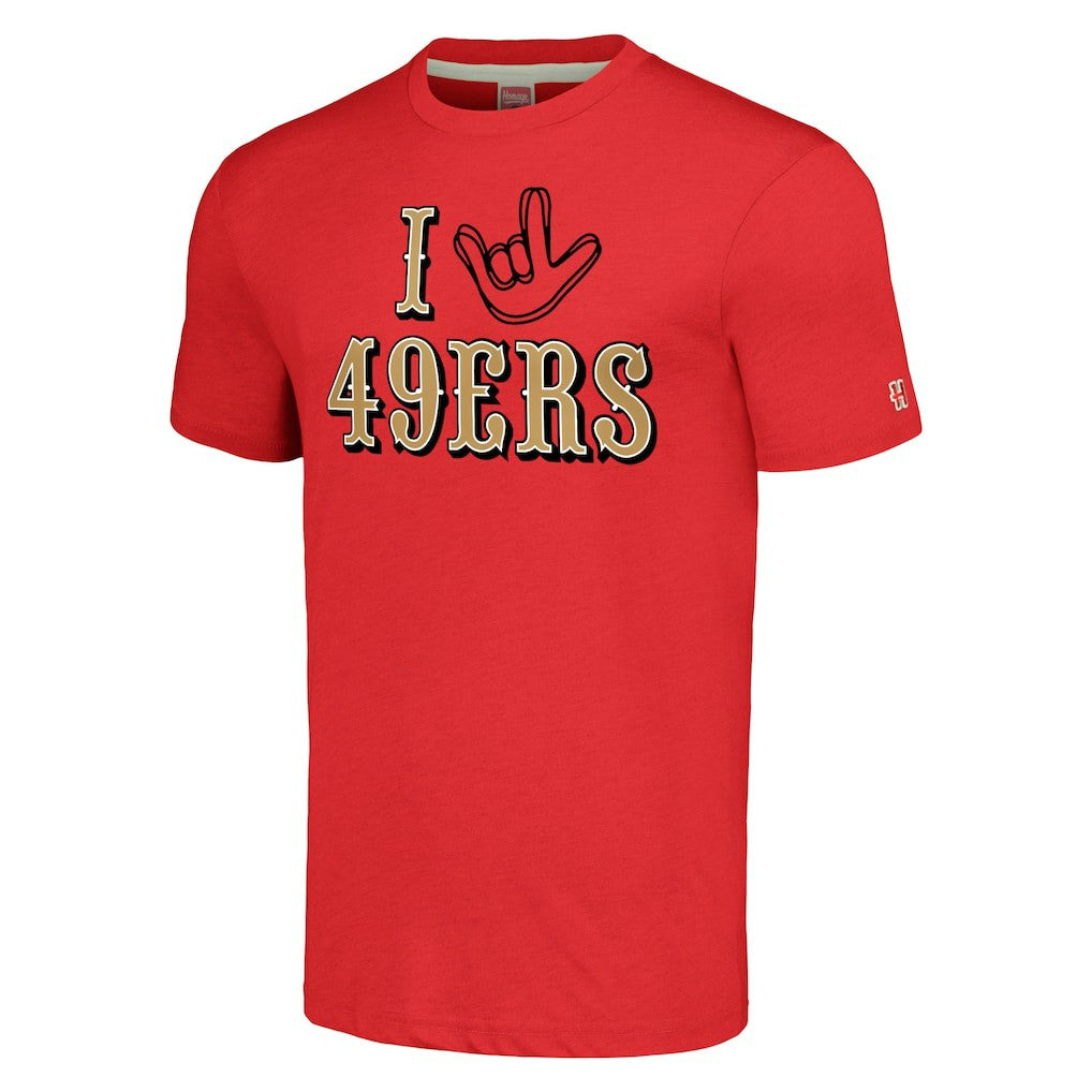 San Francisco 49ers Homage Unisex The NFL ASL Collection by Love Sign Tri-Blend T-Shirt - Scarlet T-shirts